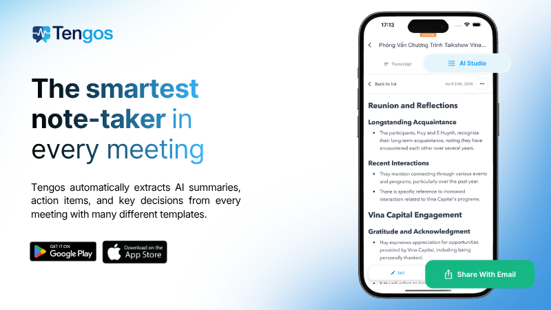 Tengos with AI Meeting Summary and Action Items