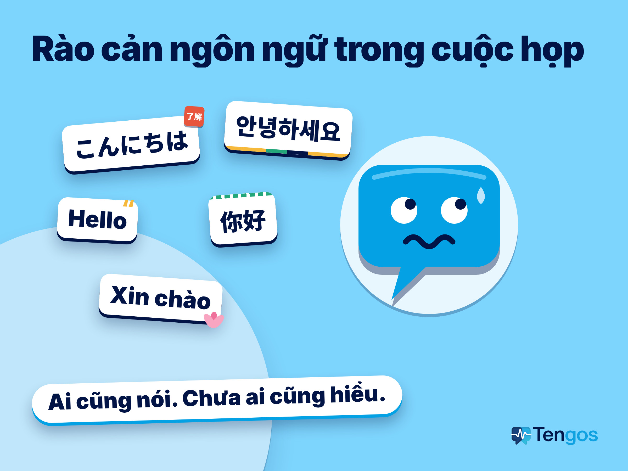 Truyện tranh về rào cản ngôn ngữ trong cuộc họp toàn cầu: đồng nghiệp nói 5 thứ tiếng, một người bối rối