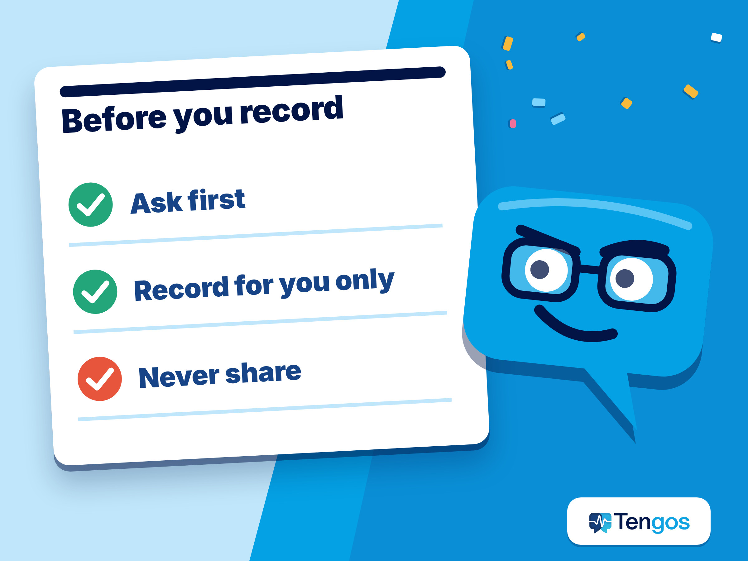 Checklist before recording a lecture: ask first, record for yourself only, never share
