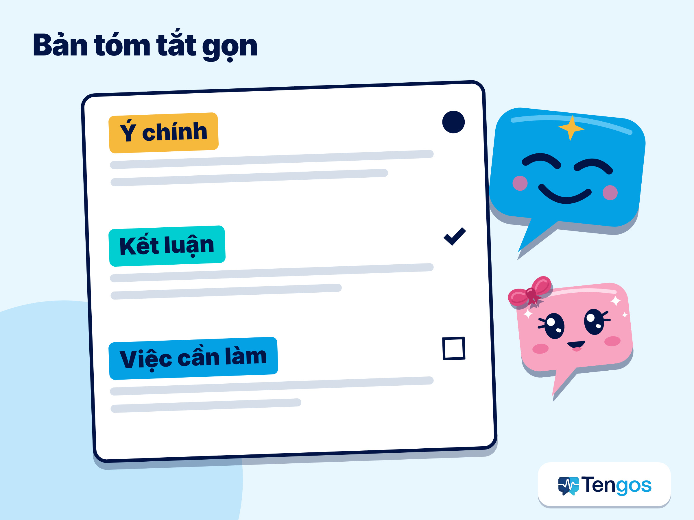 Thẻ tóm tắt webinar mẫu gồm ý chính, kết luận và việc cần làm