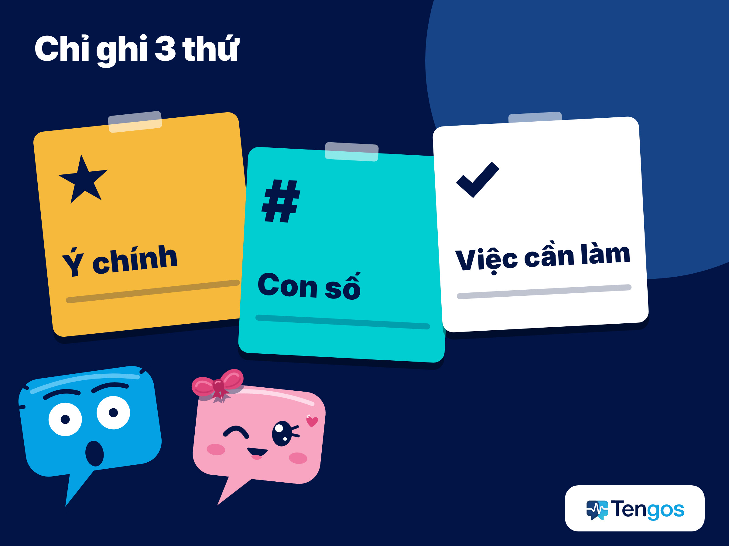 Thẻ ghi chú ba thứ cần ghi khi xem webinar: ý chính, con số và việc cần làm
